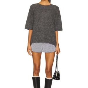 Free People Margot Sweater Tee XL Charcoal Heather Super Soft Oversized Boho EUC